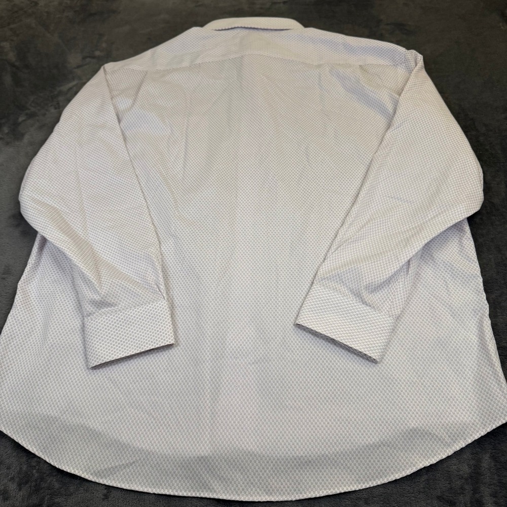 Pronto Uomo Easy Care Dress Shirt Mens 18 1/2 34/35 White Slim Fit Geometric - Picture 5 of 11